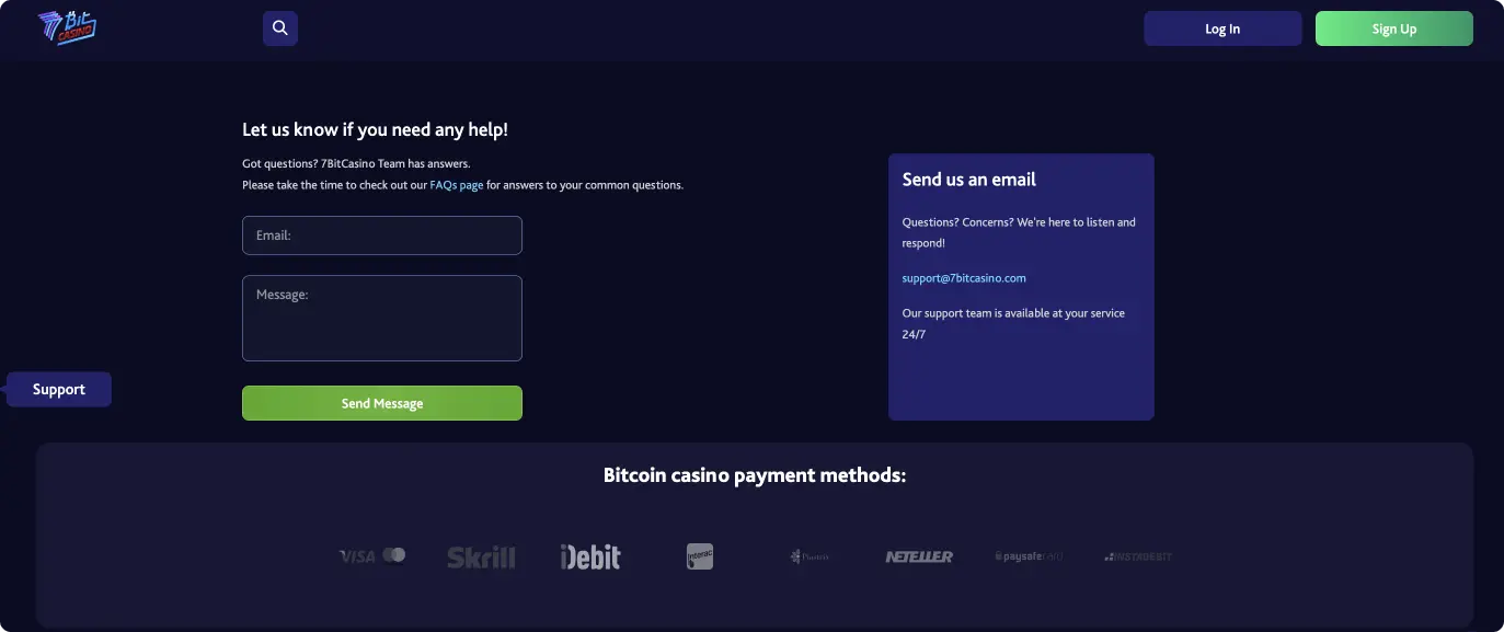 7bit casino customer services